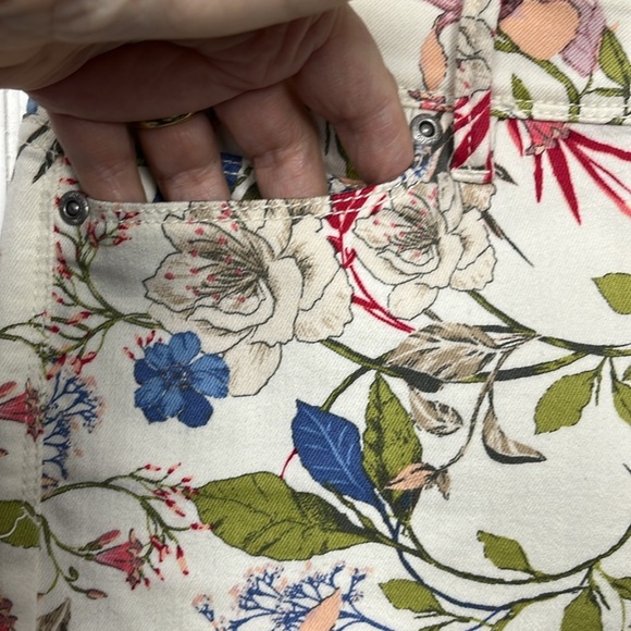 J. Jill Womens Jeans 0P Pink Blue Green Authentic Fit Slim Ankle Floral Stretch - Picture 6 of 15